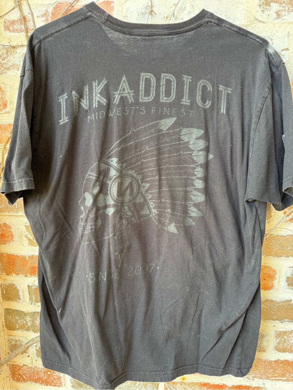 InkAddict "Midwest's Finest" Skull Headdress Graphic T-Shirt